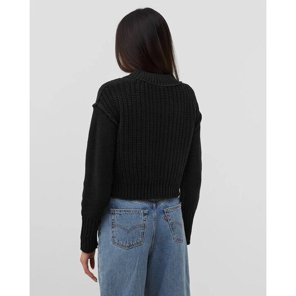 Free People | Black Cotton-Blend Pullover Bell Song Sweater | Size XS - Picture 5 of 13